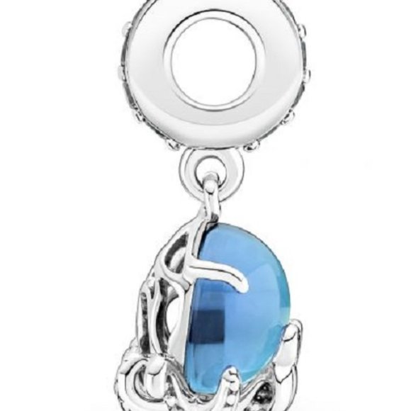 New Pandora Cute Octopus Dangle Murano Blue Glass Charm Bead w/pouch - Picture 4 of 4
